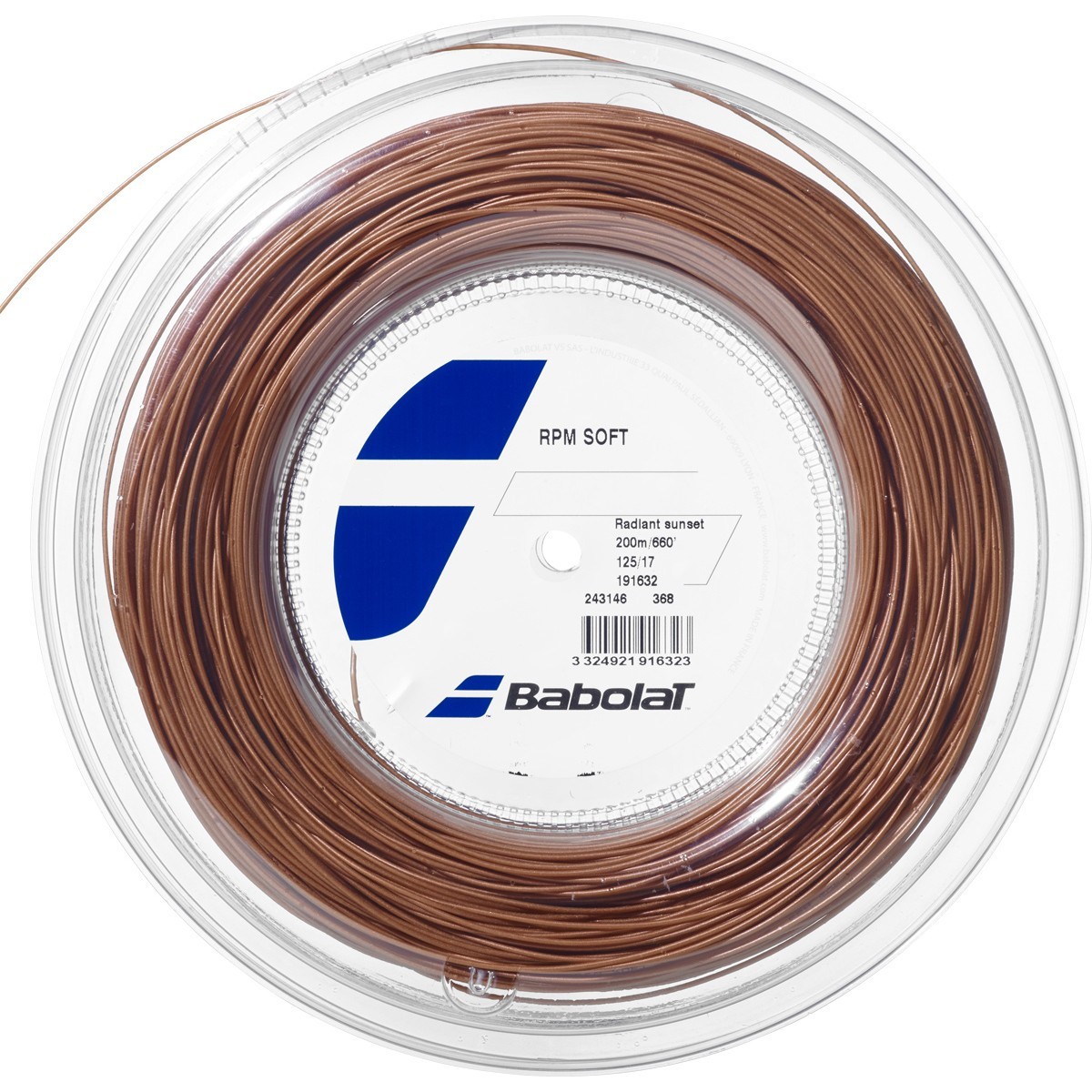 Babolat Bobina Corda RPM Soft – Marrone Elettrico, 1,30 Mm (16), 200 Metri, Monofilamento In Poliestere